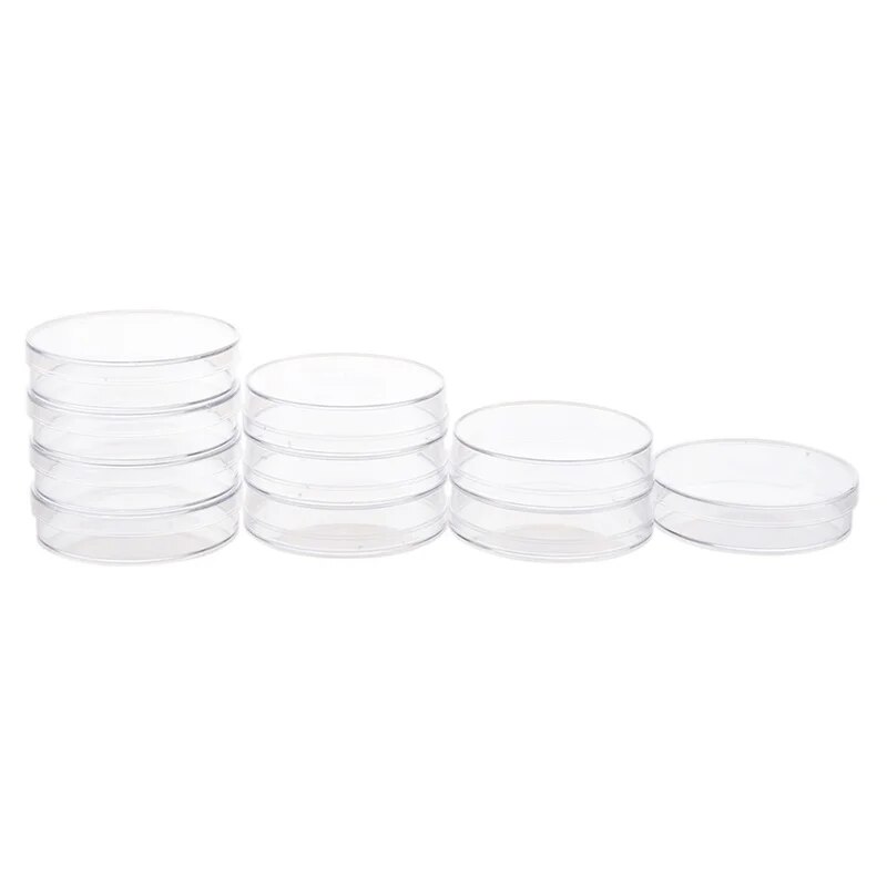 Chat-support 10Pcs Petri Dishes w Lids for Lab Plate Bacterial Yeast 55mm