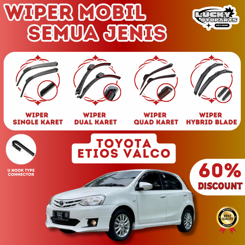 [COD] Wiper Mobil - Mobil Toyota Etios Valco - Sepasang ( 1 Set ) Kanan dan Kiri Model Frameless Soft Dual Quad Hybrid Blade Harga 55,000 rupiah*Gratis Ongkir