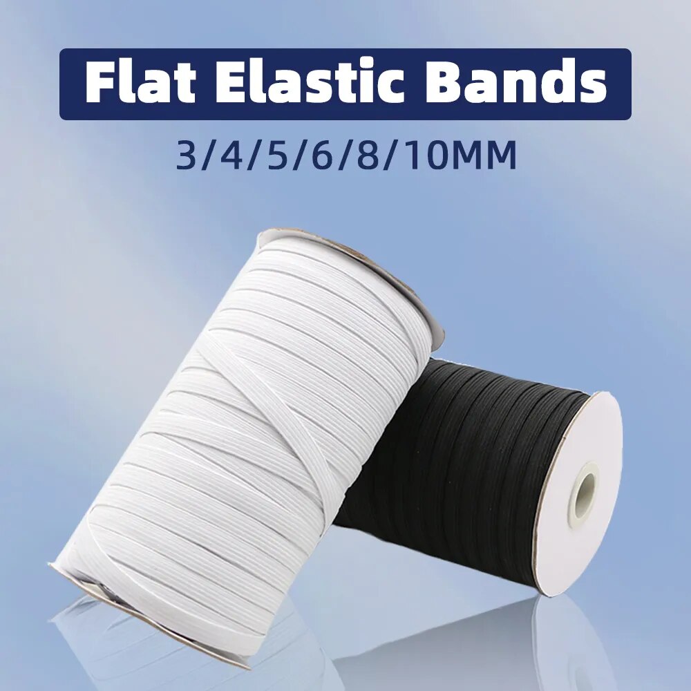 3/5/6/8//10/12/14mm Elastic Band White Black High Elastic Flat Rubber