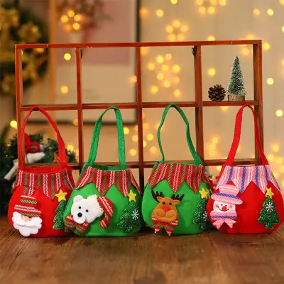 JHA9202888 Holiday Xams Ornament Party Supplies Santa Snowman Candy Gift Holder Felt Christmas Bag Santa Gift Bag Treat Bag Candy Bag