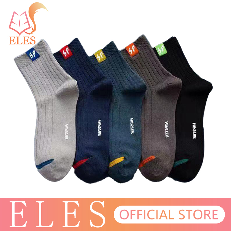ELES Tất cotton cho nam Vớ dài thể thao thông thường và thể thao theo mùa cho nam Tất thể thao ống giữa