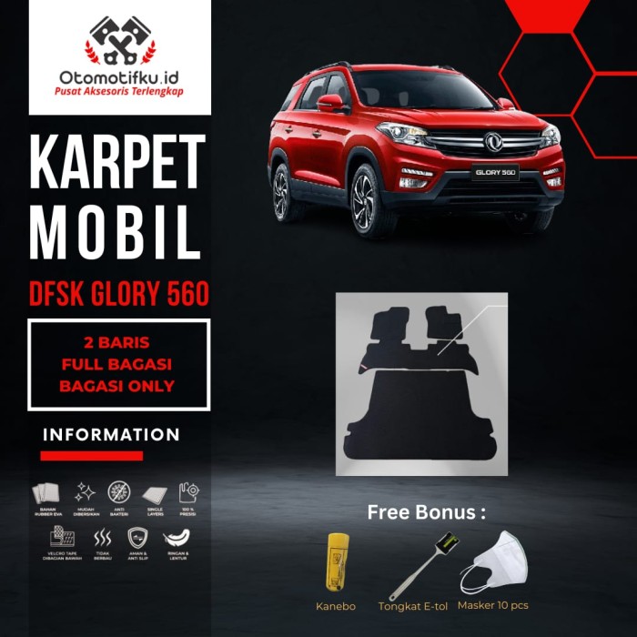 [ OTOMOTIFKU ] Karpet Mobil DFSK Glory 560 Bahan Single Layer Rubber Eva Premium Harga 385,000 rupiah*Gratis Ongkir