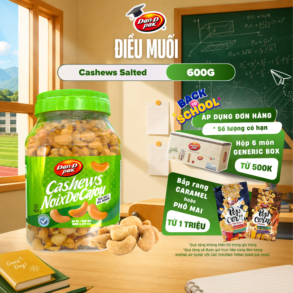 Hạt Điều Muối Tự Nhiên Việt Nam Dan D Pak I Cashews Salted I 600g