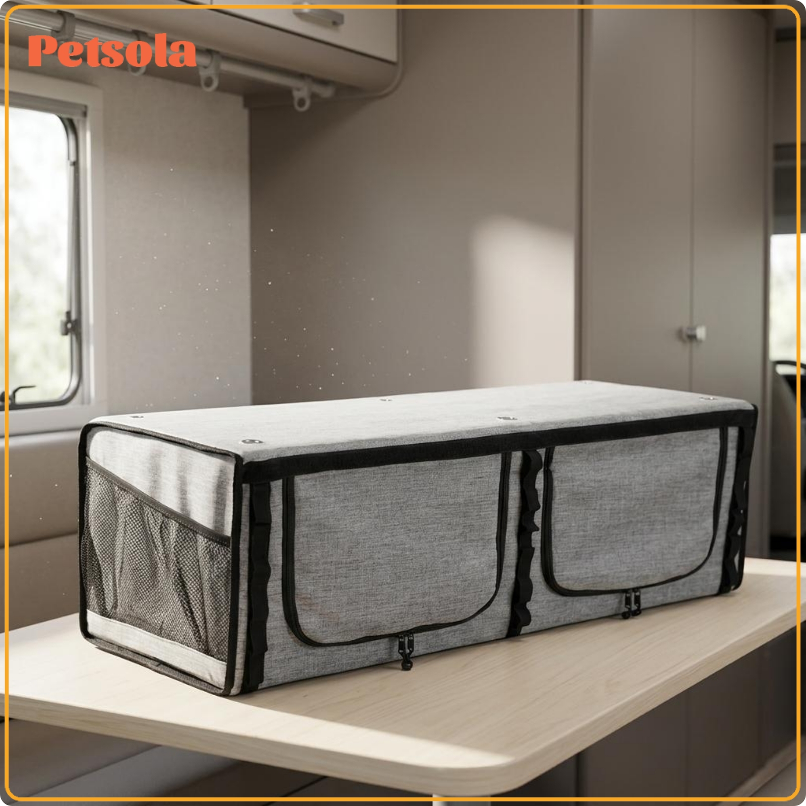 petsola Space-Saving RV Overhead Storage Cabinet Wall-Mounted Soft-Sided Storage Cabinet for Vehicle Interior ราคา 7,615 บาท*ส่งฟรี