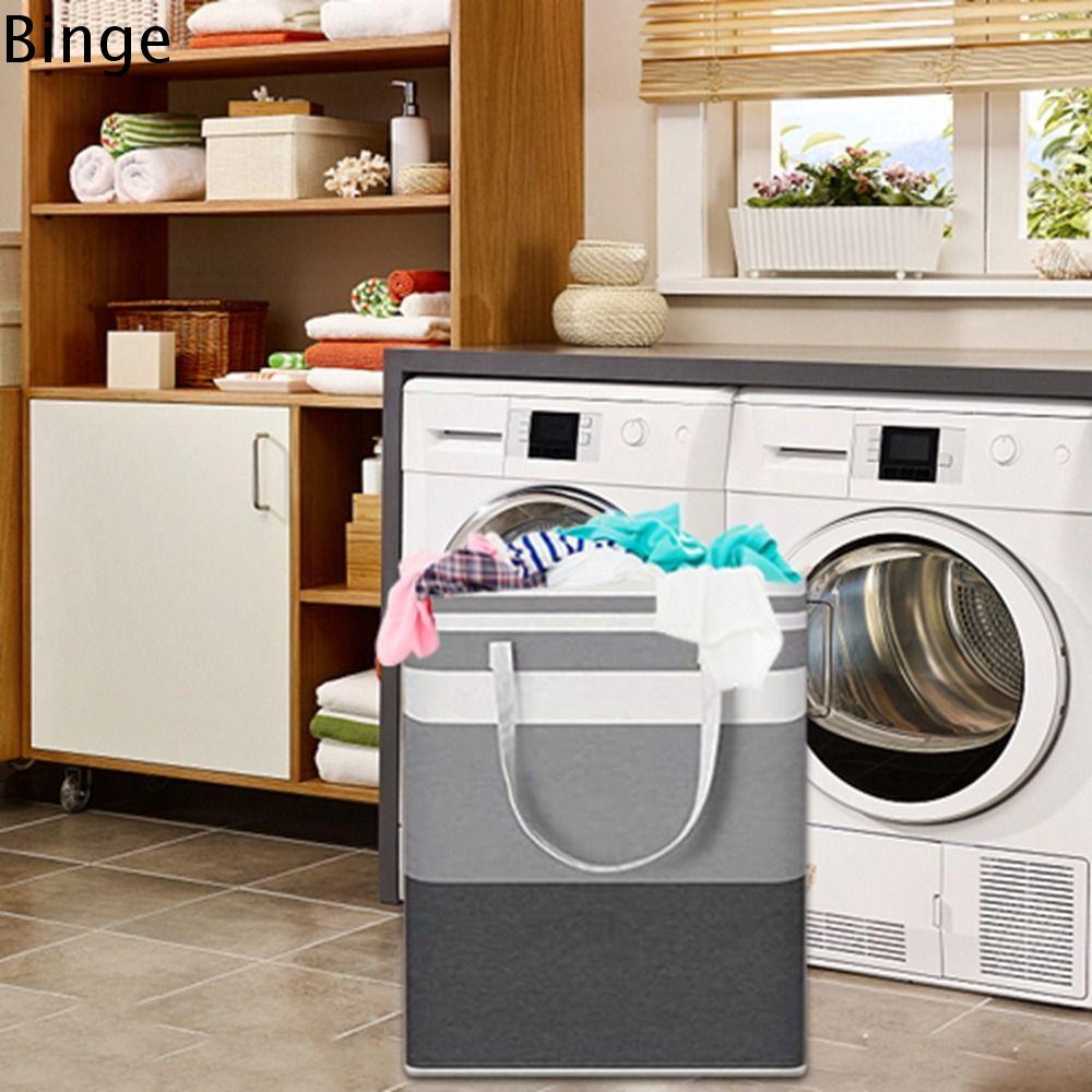 BINGE Vải lanh Cotton Giỏ đựng đồ giặt Có tay cầm Hộp đựng đồ lặt vặt Đơn giản Giỏ đựng đồ chơi Dành cho gia đình