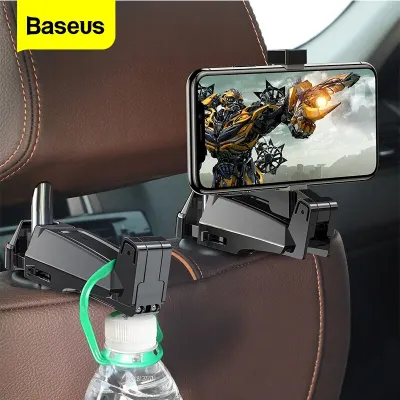 Baseus Adjustable Car Backseat Hook & Headrest Mobile Phone Holder Back Seat Mount Stand (Black)