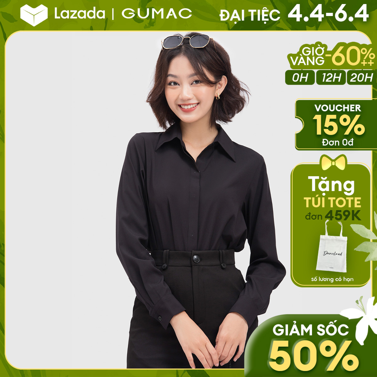 Áo sơ mi nữ công sở giấu nút gumac ac04057