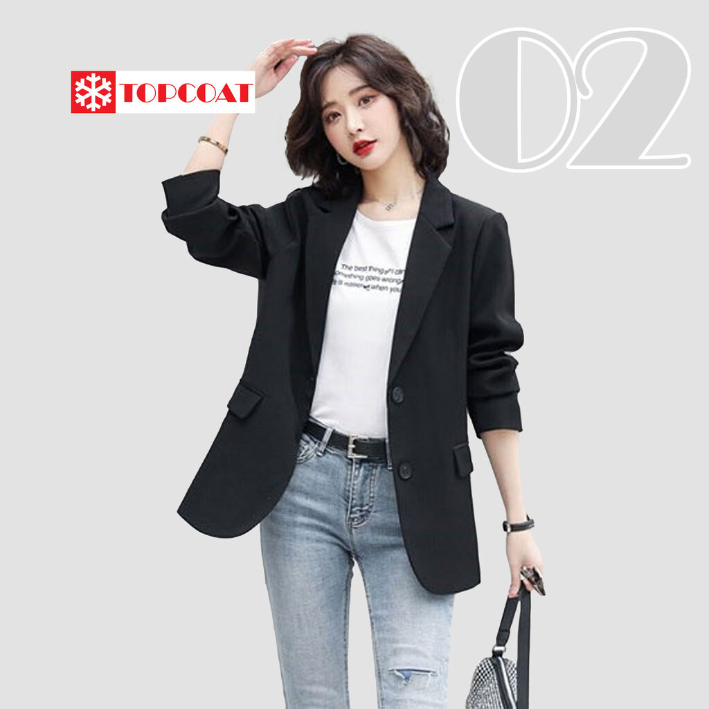 TOPCOAT สูทเบลเซอร์ผู้หญิง ทรงเข้ารูป 2กระดุม สีแดงสด แดงไวน์ น้ำเงิน ฟ้า (1 ตัว) Size : S-3XL ราคา 386 บาท*ส่งฟรี