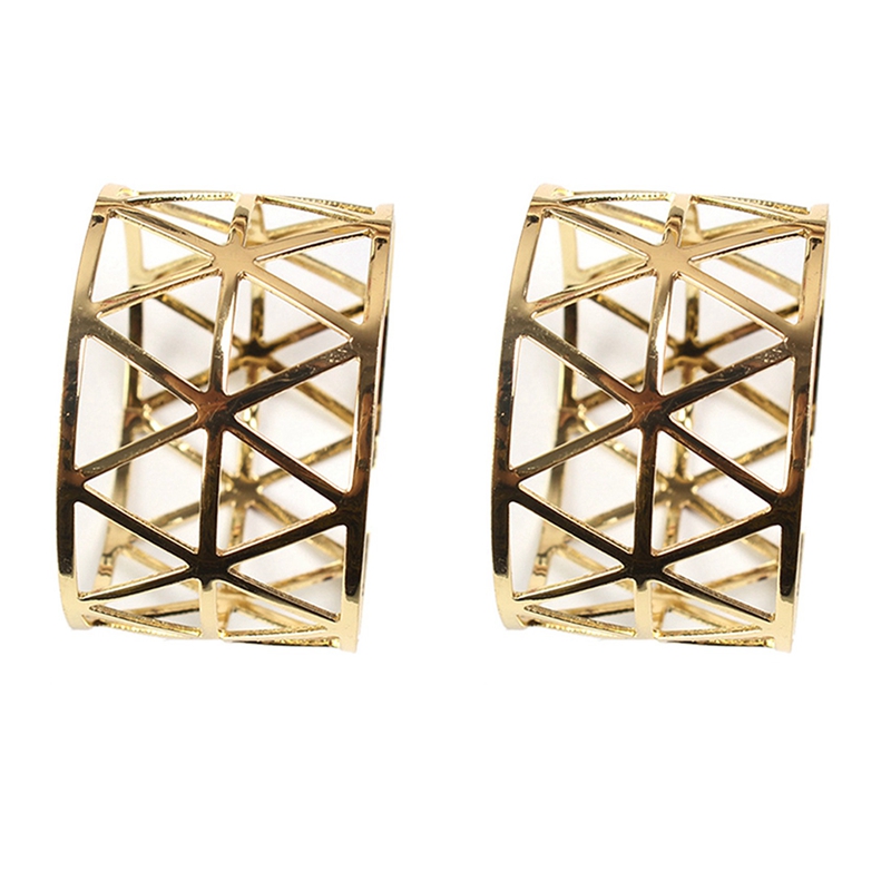 12Pcs Gold Geometric Hollow Napkin Rings Serviette Holder for Party Hotel Banquet Dining Room Table Decor