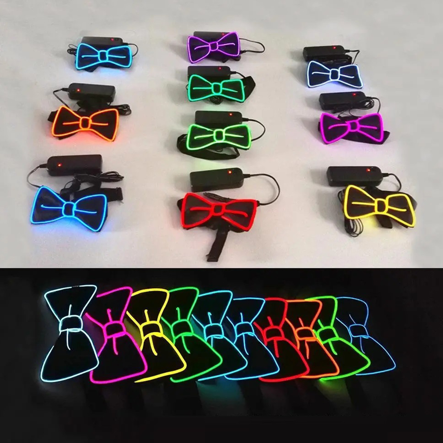 1pc Luminous Bow Tie LED Light Up Men Bow Tie Necktie Fashion Neon Light