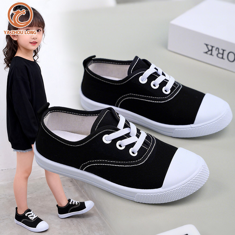  Ya zhou Giày vải phong cách dài cho trẻ em thoáng khí nhẹ Giày thể thao cho bé trai giản dị và trẻ em gái 