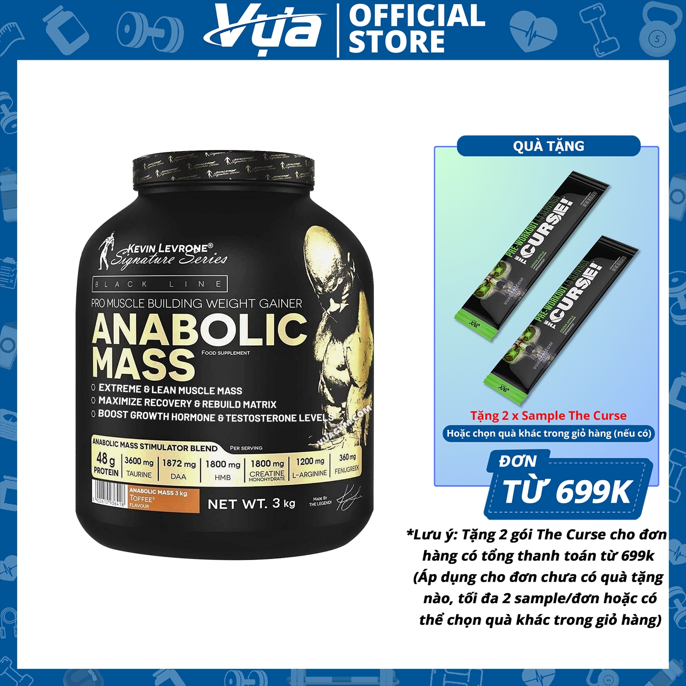 Bột tăng cơ kevin levrone - anabolic mass - tăng trọng lượng cơ bắp, hỗ trợ phục hồi nhanh chóng, chính hãng