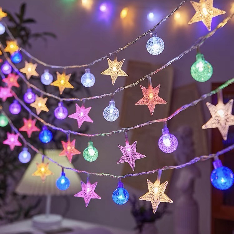 🔥SG🔥1.5/3/6/10M Led Snowflake Star Lights String/ Battery Operated Christmas Star Twinkle Fairy Light/Wedding Home Party