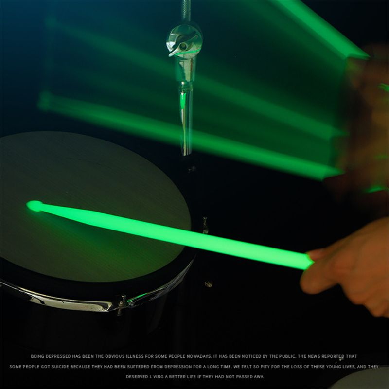 1 Cặp dùi trống huỳnh quang Nylon dùi trống dạ quang 5A phát sáng trong bóng tối nhạc cụ đèn lóa sáng
