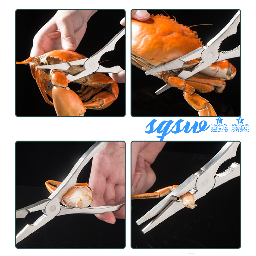 [Sqsw] cua thép không gỉ vuốt cua kim cua di động kẹp càng cua Bộ ăn cua lông công cụ phụ kiện nhà bếp