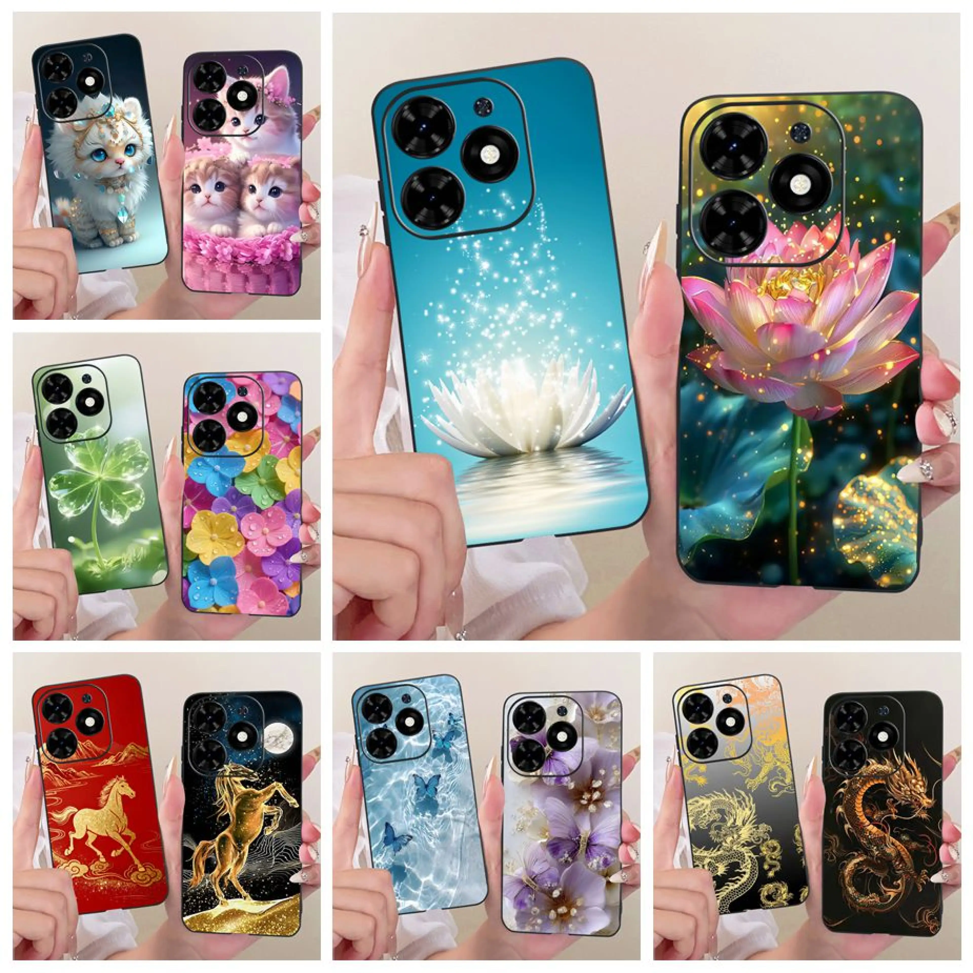 For Infinix Hot 40i Case X6528B Colorful Flowers Painted Cover Soft Silicone Case For Infinix Hot 40 Pro Hot40 Pro Hot40i Casing