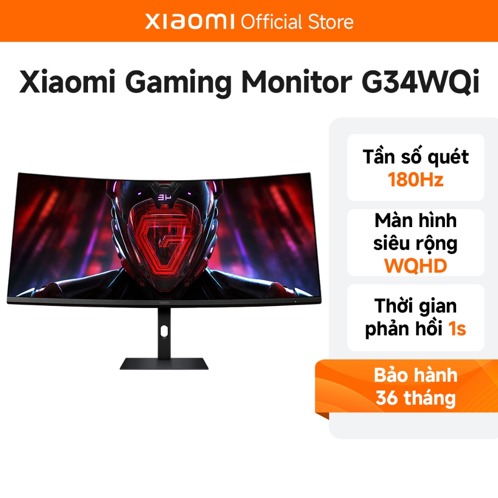 Màn hình máy tính Xiaomi 2K Curved Gaming Monitor G34i 34inch-Tần Số Quét 180Hz - Bảo Hành 36 Tháng