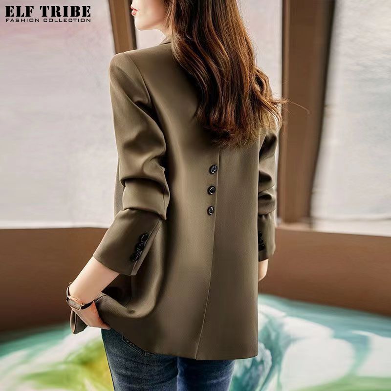 ELF TRIBE Petite Blazers phụ nữ lỏng lẻo phụ nữ thường ngày phù hợp với Hàn Quốc