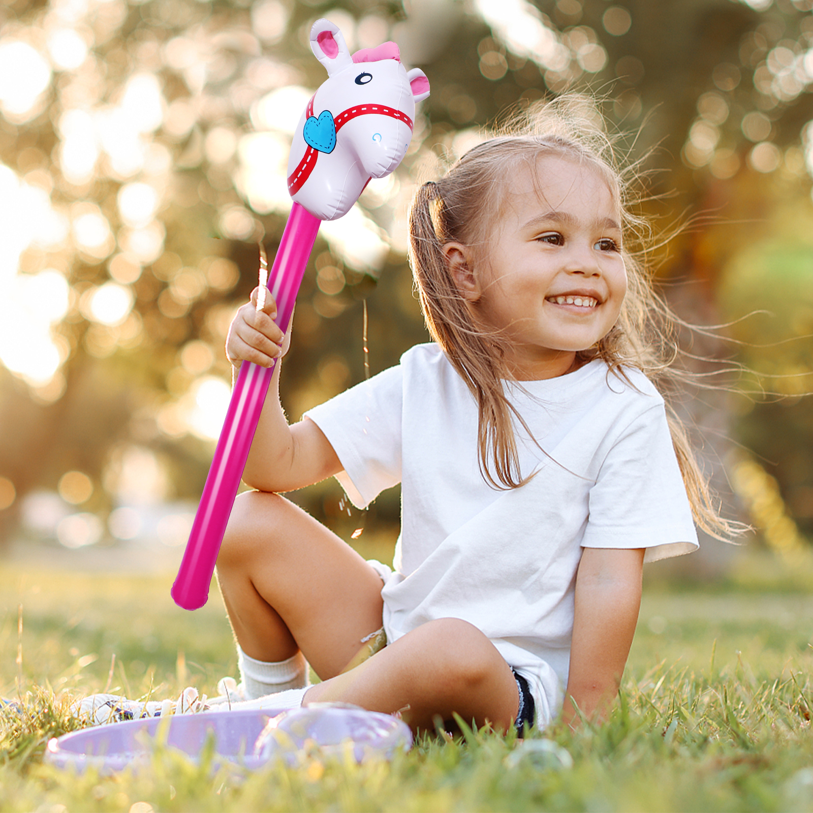 【Youer】 4 miếng Inflatable Stick ngựa Inflatable ngựa thanh bóng Ngựa đầu dính