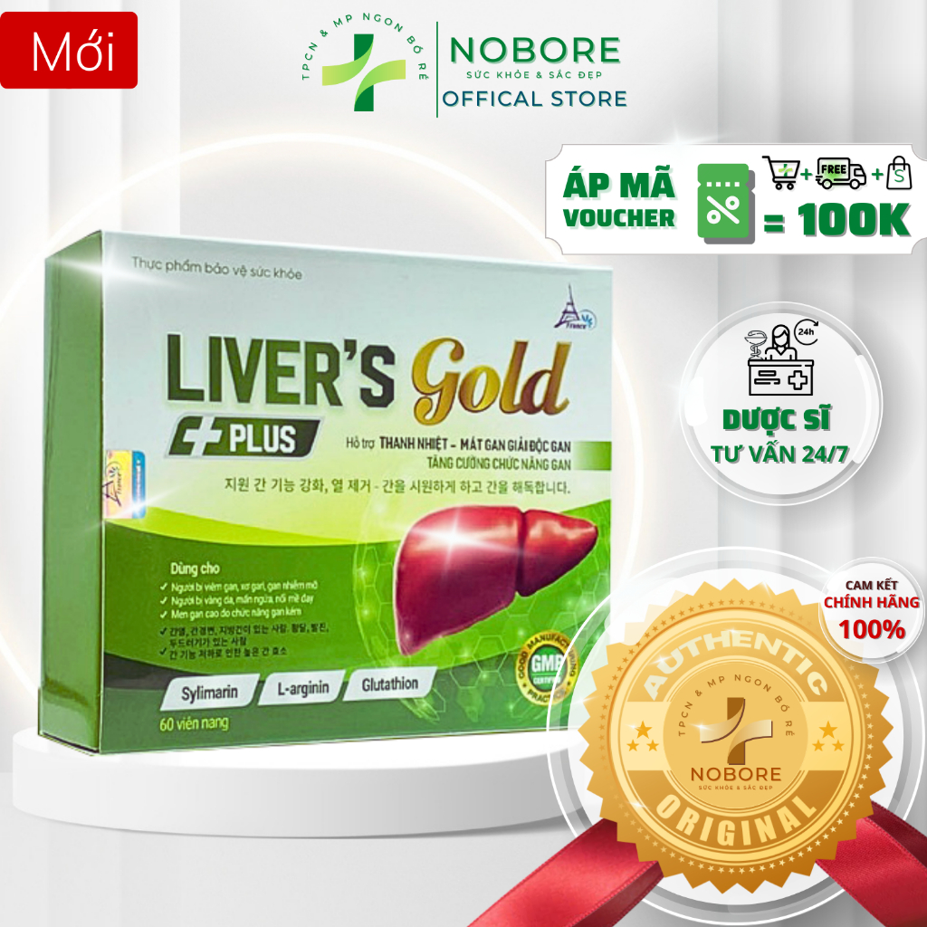 Liver's Gold Plus - Viên Uống Bổ Gan, Hỗ Trợ Tăng Cường Chức Năng Gan (Hộp 60 Viên) | Chính Hãng Chất Lượng [NOBORE]