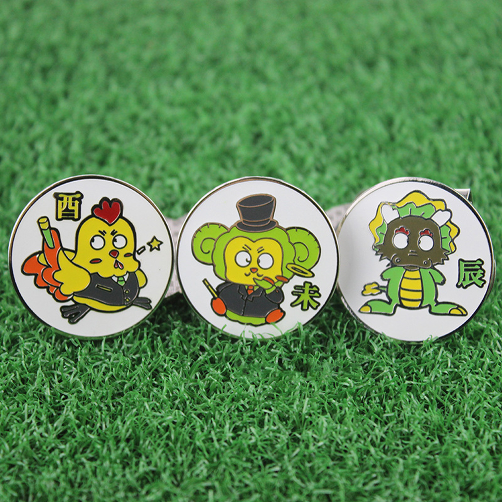 Ralapu đánh dấu bóng golf ER 12 Zodiac động vật hoạt hình Không Gỉ Colorfast hình tròn Đánh Dấu Golf hoa văn trong suốt Với Mũ chơi golf Visor Clip đánh dấu bóng golf Golf Nguồn Cung Cấp Mới Lạ Golf Bóng