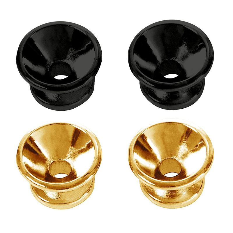 (QIJB) 4 Pcs Electric Acoustic Guitar Bass Strap Button Screw Lock Pins Pegs Pads, 2 Pcs Black & 2 Pcs Gold