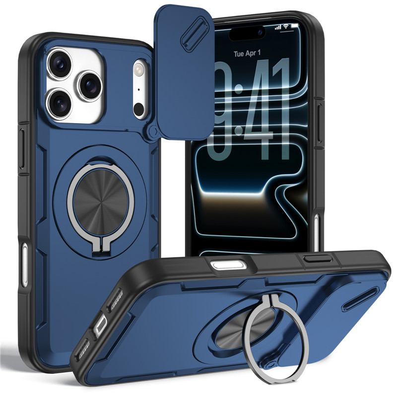 Phone Case For Iphone With Slide Camera Cover Ring Stand Armour_voghion.com