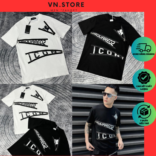 Áo phông icon nam phối khóa chéo siêu đẹp - áo dsq icon nam mix khọa độc lạ