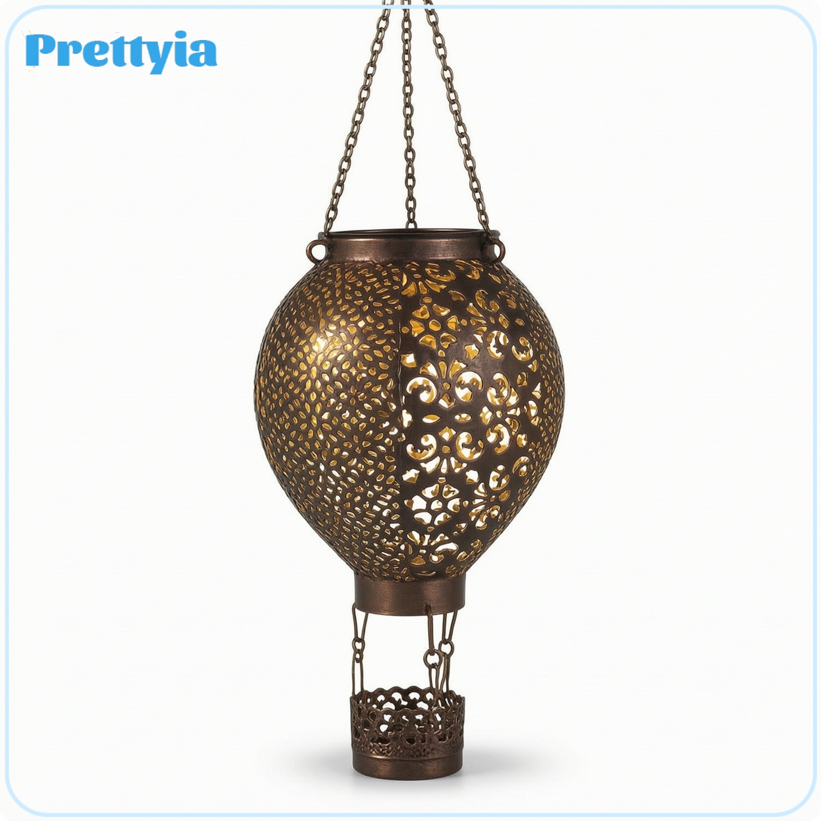 Prettyia Outdoor Hot Air Balloon Solar Lantern Hollow Cutout Hot Air Balloon Hanging Lantern Decorative Metal for Garden, Patio, Porch, Balcony ราคา 11,014 บาท*ส่งฟรี