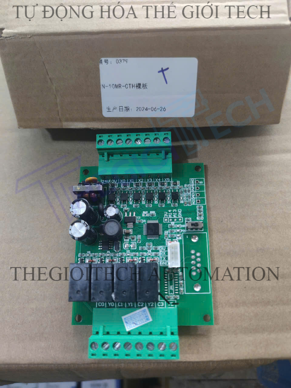 Board mạch PLC HK FX2N-10MR CTH, CFH , 6 In/4 Out Relay, TTL RS232 9.6kbps, 24VDC, mạch trần và có vỏ hộp gắn ray, GX Works2 Mitsubishi - TTL, Mạch trần
