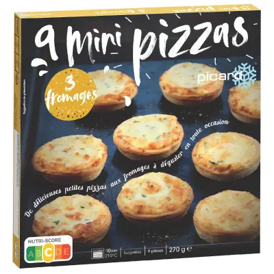 Picard 9 Mini Three Cheese Pizzas - Frozen