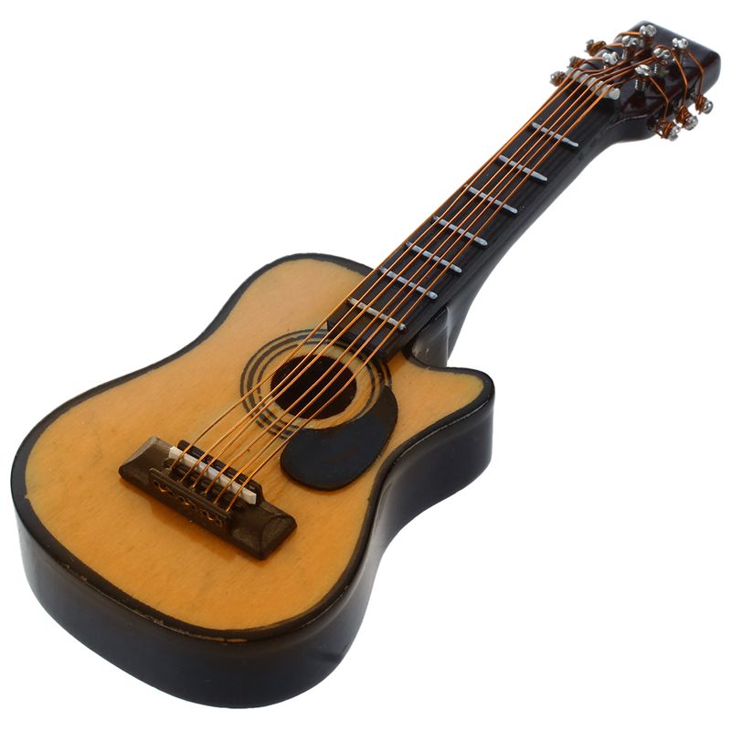 1 12 Miniature Music Instrument Acoustic Guitar Yellow and Brown red