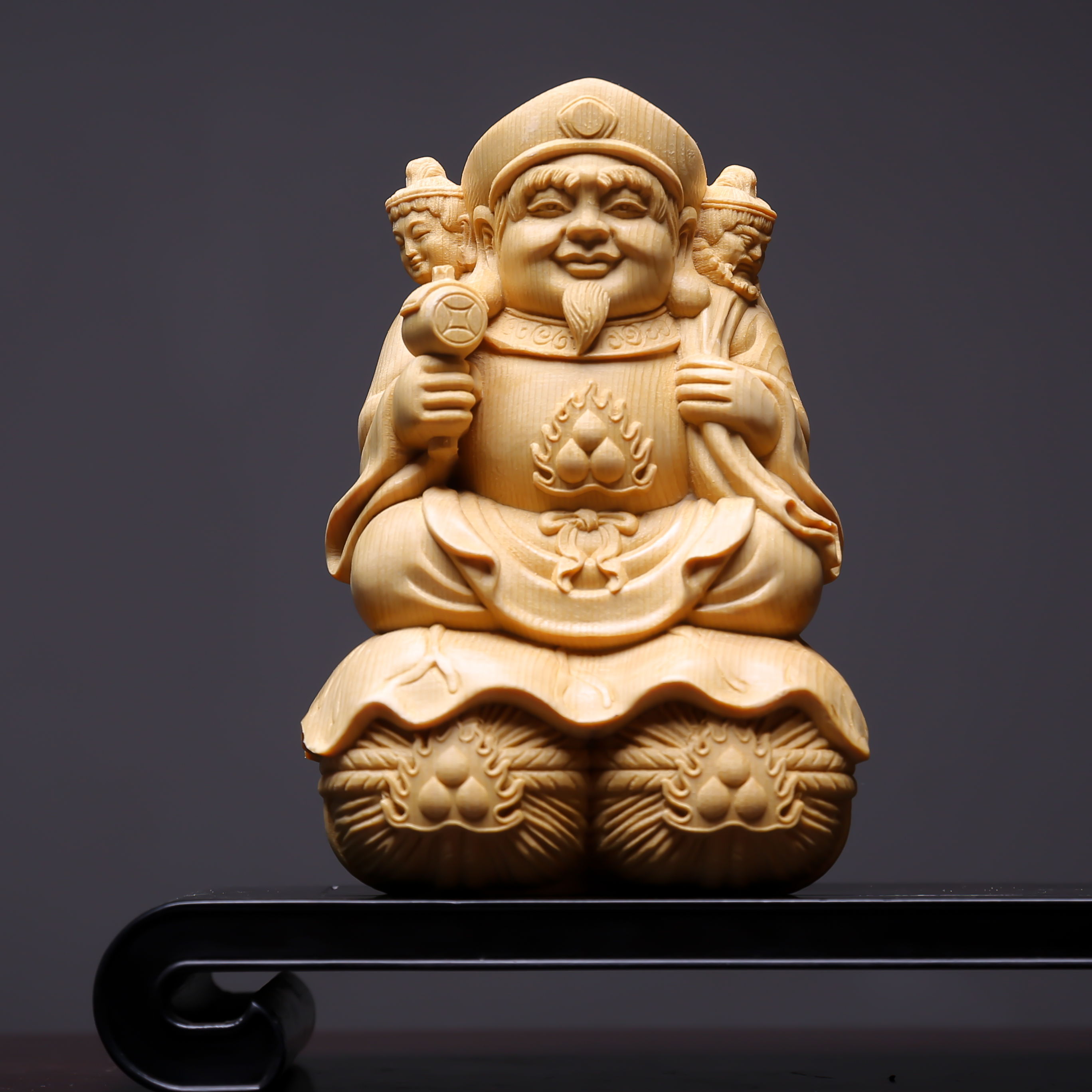 Hinoki Cypress Wood Hand Carved Three-Faced Dahei Tian Statue Figurine Ornament Seven Lucky Gods Feng Shui Wealth Protector Home ราคา 4,319 บาท*ส่งฟรี