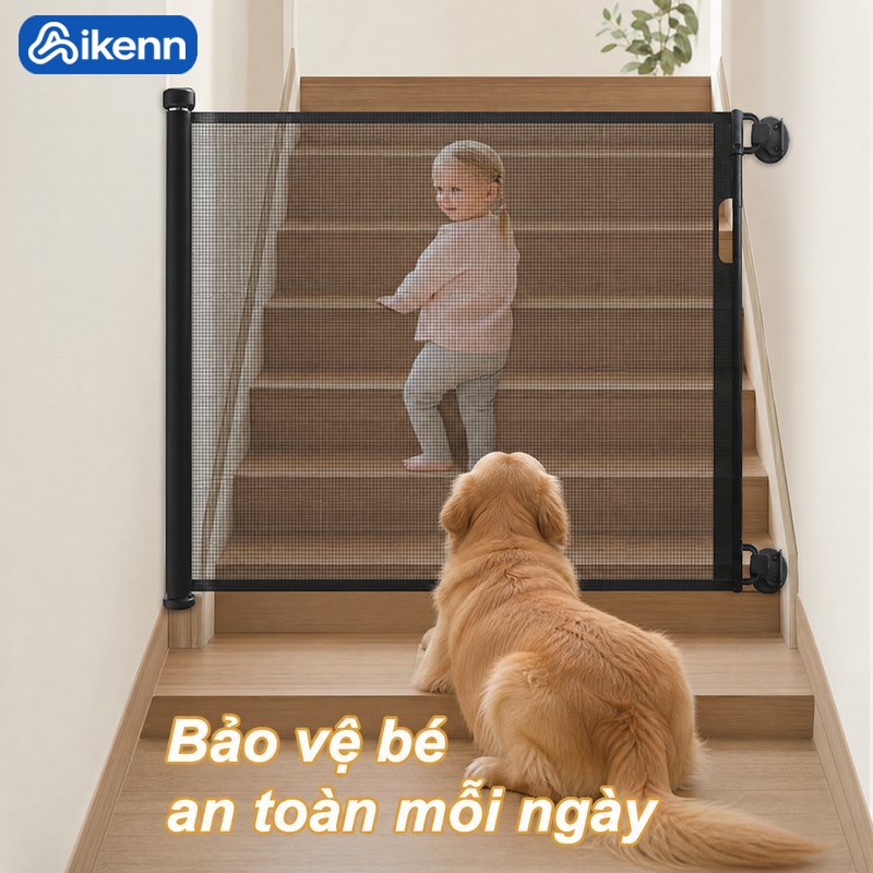 Aikenn Cổng an toàn trẻ em cầu thang không cần khoan tường có thể gấp gọn dễ chứa phòng khách phòng ngủ ban công