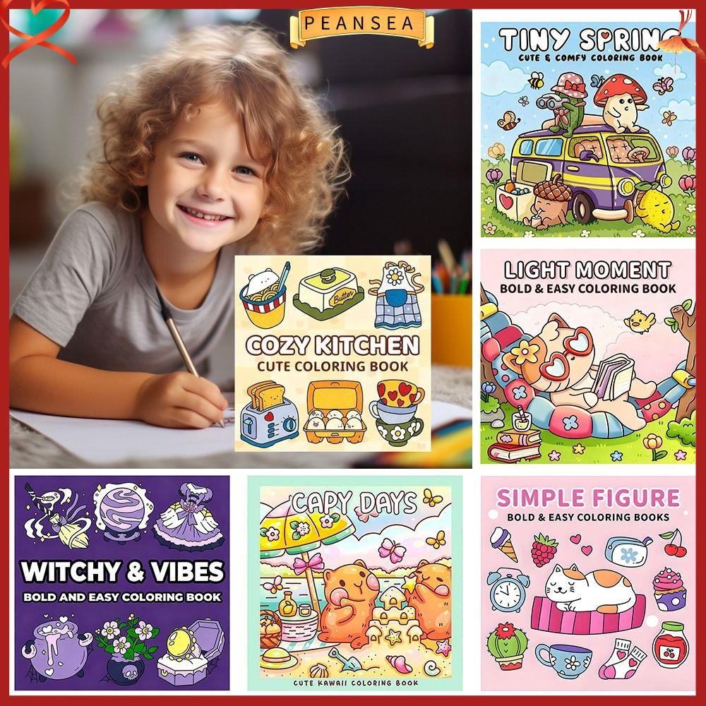 PEANSEA Phim hoạt hình Sách tô màu Giáo dục Giảm căng thẳng Đồ chơi vẽ Montessori Hài hước Quà tặng tranh vẽ Sách vẽ graffiti dành cho người lớn và thanh thiếu niên