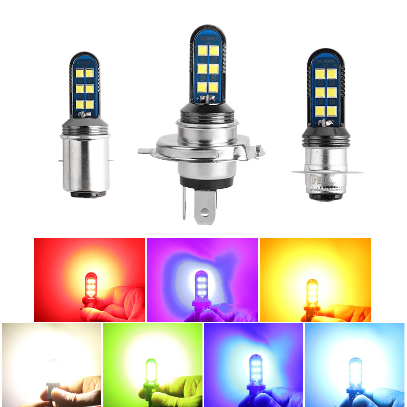 Tự sản xuất đèn pha LED xe mô tô p15d ba20d H4 đơn đôi Ba móng 9-80V công suất cao Xinyi