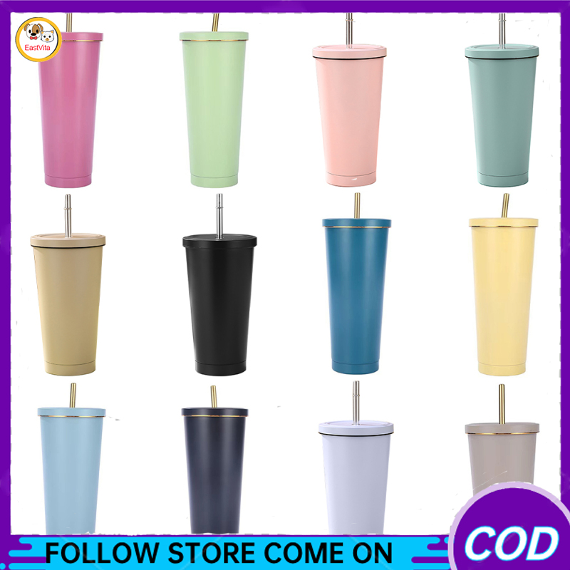 Cốc cà phê với Splash-proof Nắp ống hút bằng kim loại thiết kế hai lớp cách nhiệt chân không 304 thép không gỉ cho Cốc du lịch đồ uống ướp lạnh nóng