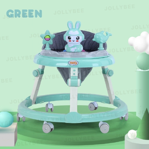Baby Walker Foldable with Music Sound Anti O-Legs Height Adjustable Anti Rollover Safety Learning Push Car 學步車