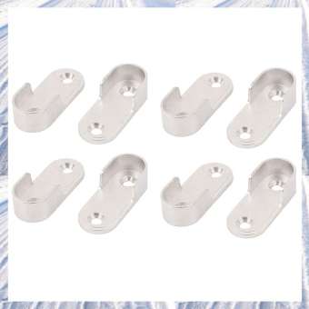 8X Oval Wardrobe Hanging Rail Rod End Bracket Support Silver Tone