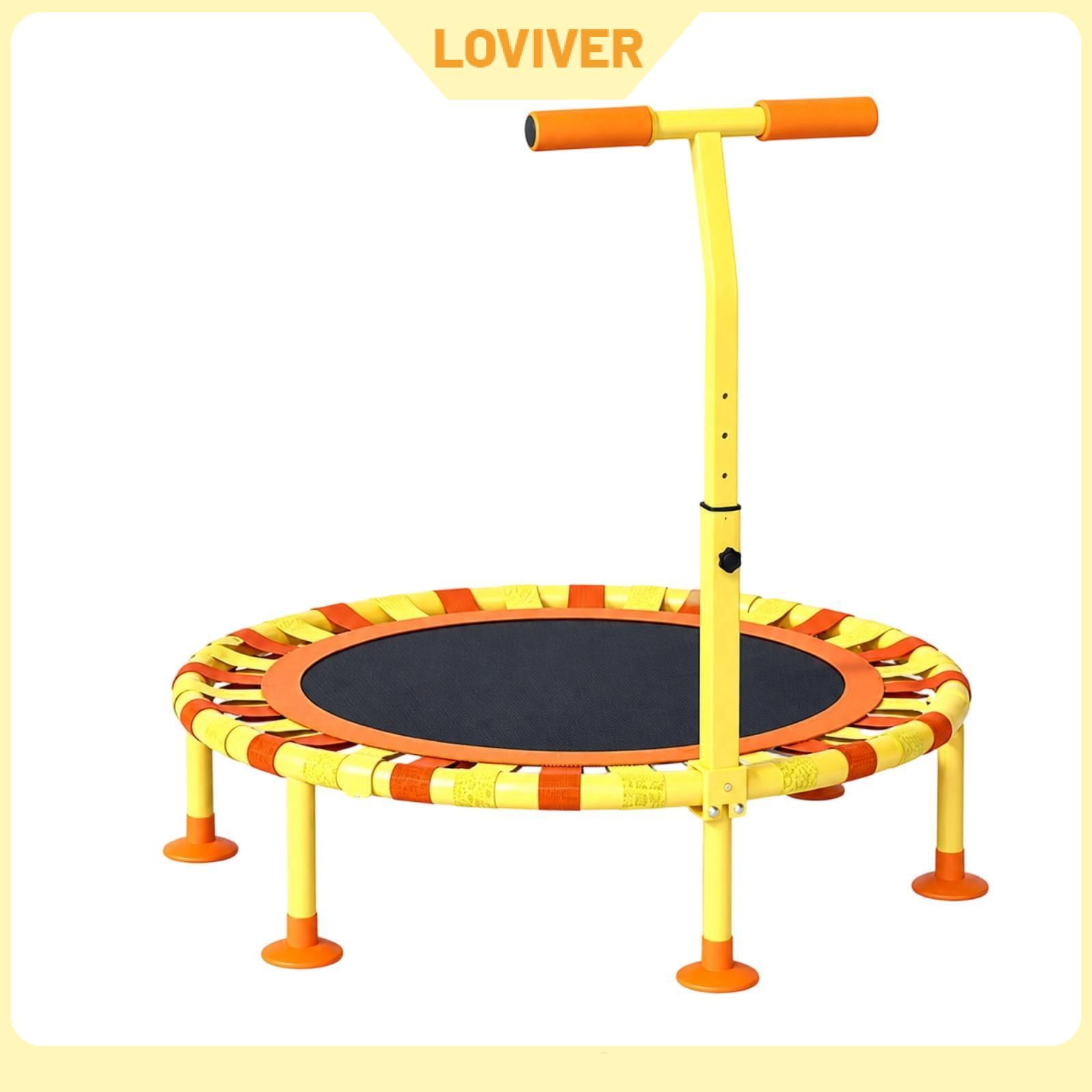 เครื่องออกกำลังกาย Home Gym Loviver แทรมโพลีนแบบพับได้พร้อมแฮนด์ออกกำลังกาย ประหยัดพื้นที่ เตียงกระโดดแบบพับได้พร้อมแฮนด์ อุปกรณ์ช่วยออกกำลังกายขนาดกะทัดรัดสำหรับผู้ใหญ่ เด็ก ราคา 14,965 บาท*ส่งฟรี