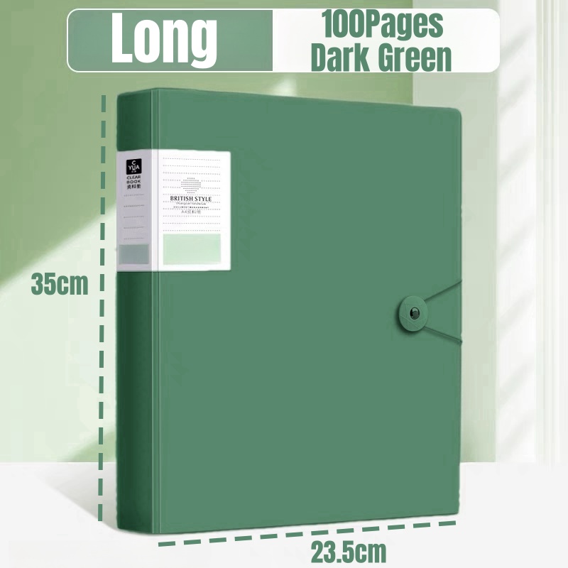 Clear Book Long File Folder Organizer Long Display Book 30/60/80/100Pockets Presentation Book Art Portfolio Large Capacity Document Organizer