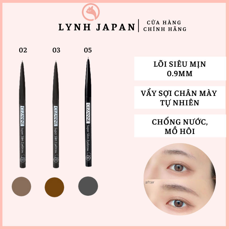 Chì kẻ mày siêu mảnh tự nhiên 0.9mm cezanne super slim eyebrown nhật bản