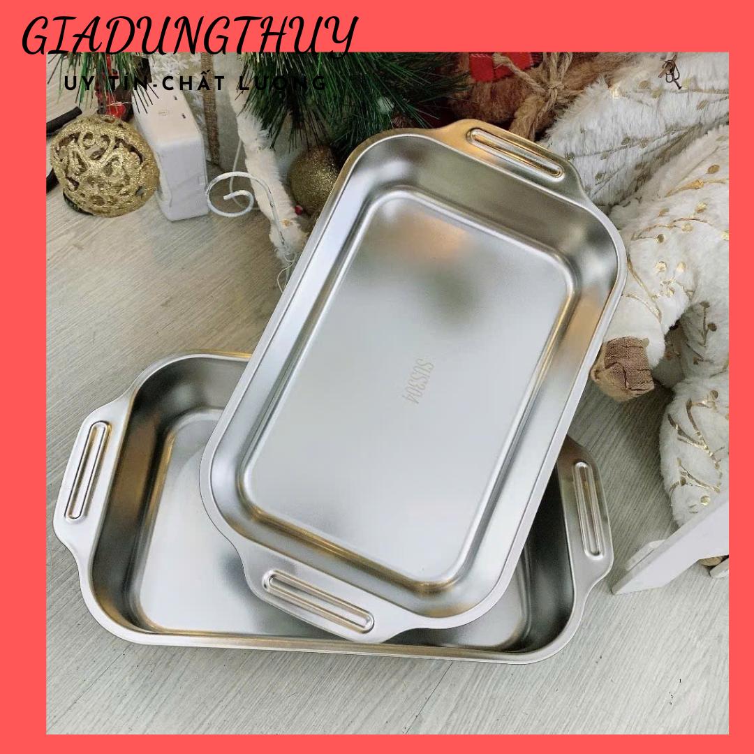 Khay inox 304 có tay cầm lᴏại 1 đa năng dùng Om Cá, Nấu Lẩu, Khay Inox 304 dùng được trên bếp từ