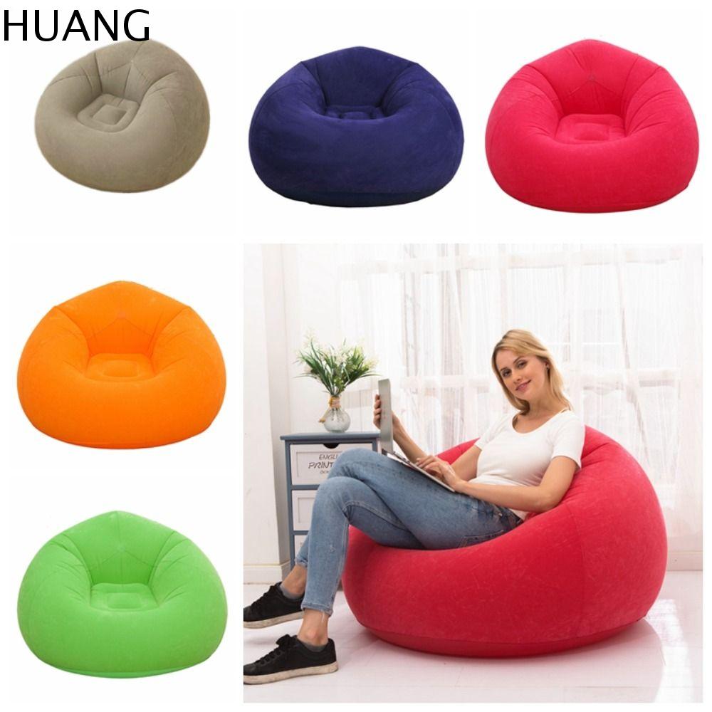 HUANG Vải thô Ghế sofa bơm hơi Di động Ghế sofa túi Đậu Ghế sofa tròn Đơn Có thể gập lại Ghế sofa lười Ngoài trời