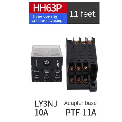 Rơ-le Trung Gian CNAOM LY2NJ (HH62P), LY3NJ (HH63P), LY4NJ (HH64P) | 12V, 24V, 220V | Có Đèn | Tùy Chọn Đế | Hàng Chính Hãng - LY3NJ (HH63P) Kèm Đế - AC220V