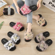 NEW Fashionable fur slippers wedge sandals for women