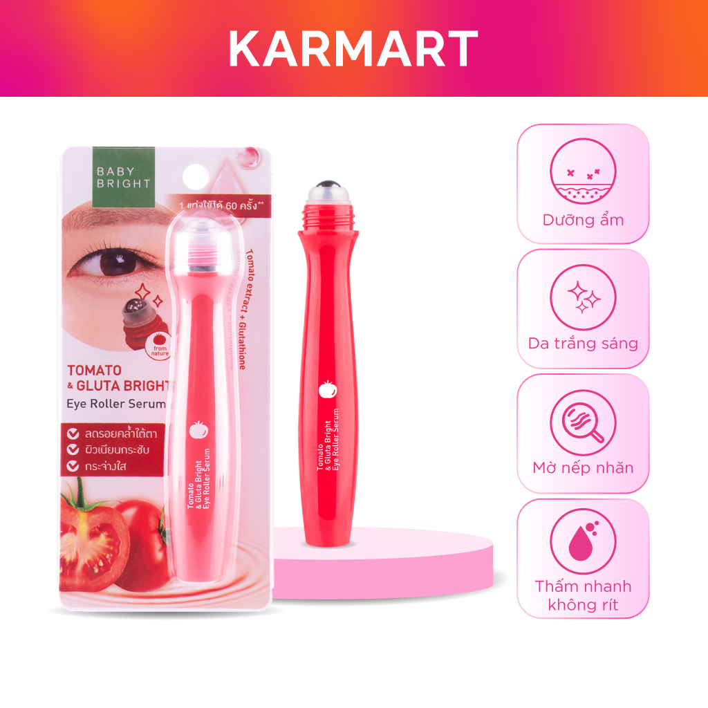 Cây lăn mắt dưỡng sáng da Baby Bright Tomato & Gluta Bright Eye Roller Serum 15ml