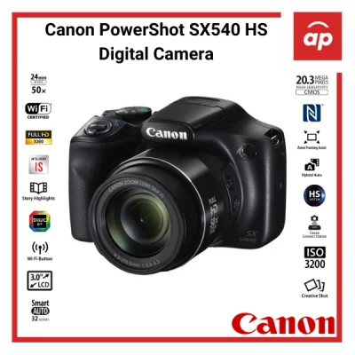 (12 + 3months Warranty) Canon PowerShot SX540 HS Digital Camera + Freegifts (32GB SD Card)