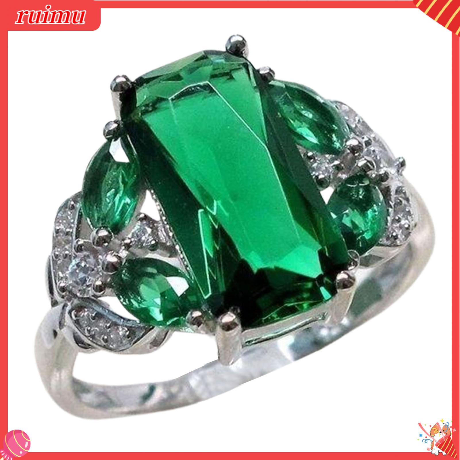 ruimu Wide Exquisite Workmanship Women Ring Alloy Faux Gem Rhinestone Wedding Band Jewelry Accessory Classic Wedding Band