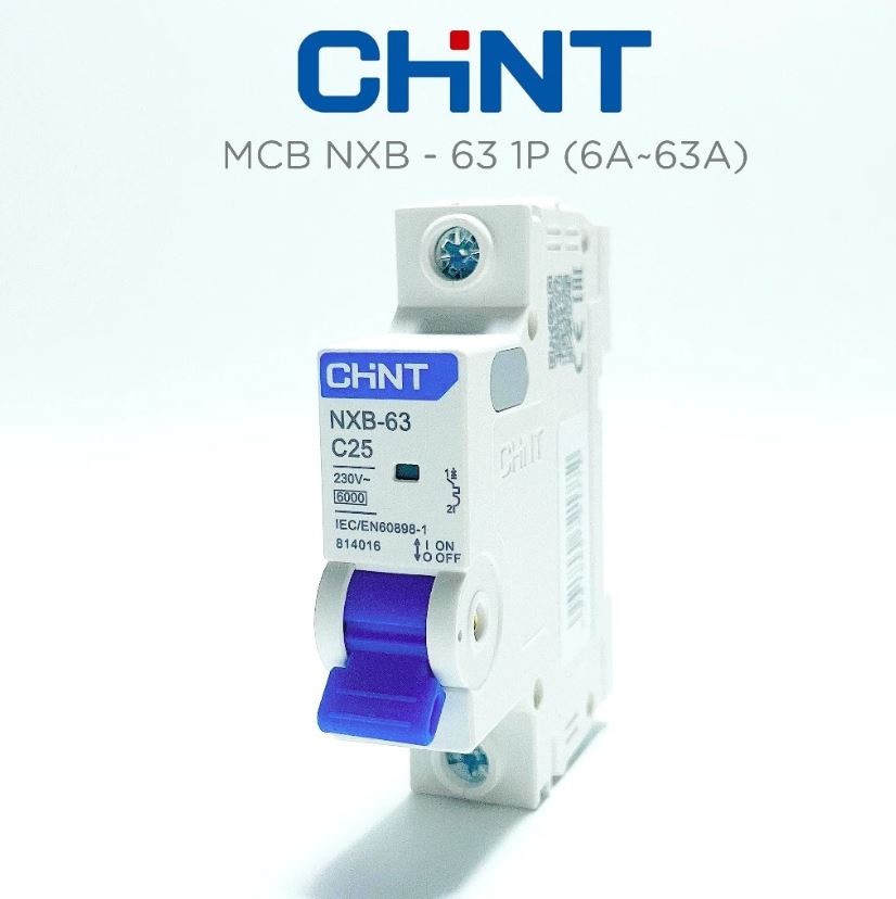 Aptomat MCB 1 Pha NXB-63 Chint 6A, 10A, 16A, 25A, 32A, 40A, 50A, 63A Dòng Cắt 6kA